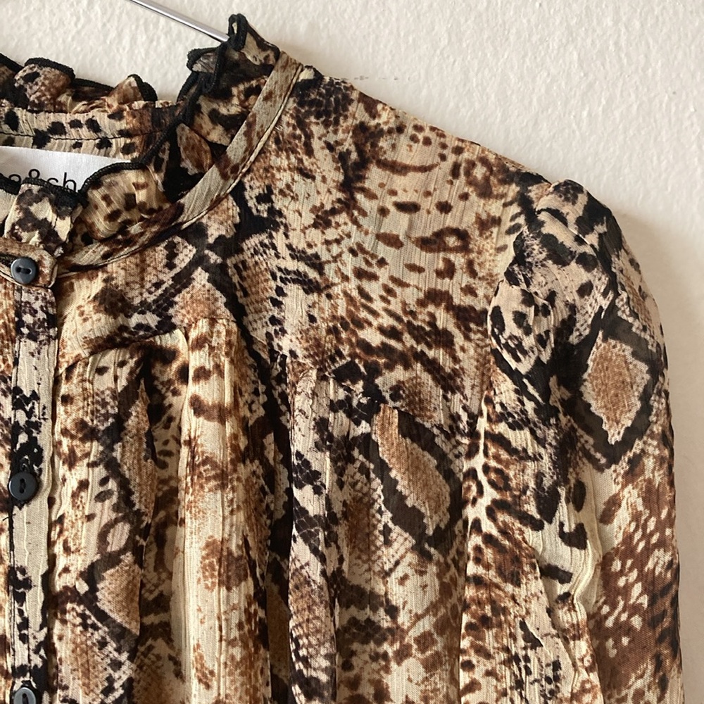 ba&sh Rackel Ruched Snake-Print Georgette Mini Dress XS - Picture 7 of 16